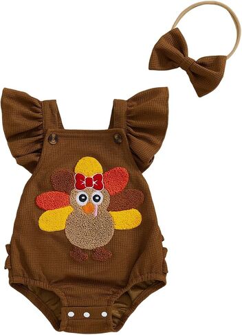 My First Thanksgiving Baby Girl Ouftfit Infant Turkey Bodysuit Overalls Romper Jumpsuit Newborn Cute Outfits Clothes in Saudi Arabia