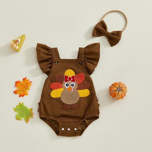 My First Thanksgiving Baby Girl Ouftfit Infant Turkey Bodysuit Overalls Romper Jumpsuit Newborn Cute Outfits Clothes in Saudi Arabia