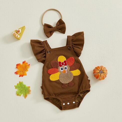 My First Thanksgiving Baby Girl Ouftfit Infant Turkey Bodysuit Overalls Romper Jumpsuit Newborn Cute Outfits Clothes in Saudi Arabia