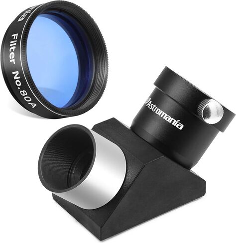 Astromania 1.25" Color/Planetary Filter - #80A Blue - Bundle with - 1.25 Inch Telescope Diagonal with Amici Prism in Saudi Arabia
