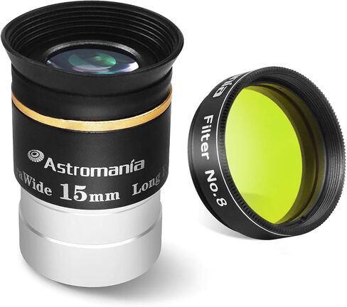 Astromania 1.25" Color/Planetary Filter - #8 Yellow - Bundle with - Telescope Eyepiece 15mm 66 Degree in Saudi Arabia