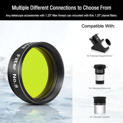 Astromania 1.25" Color/Planetary Filter - #8 Yellow - Bundle with - Telescope Eyepiece 15mm 66 Degree in Saudi Arabia