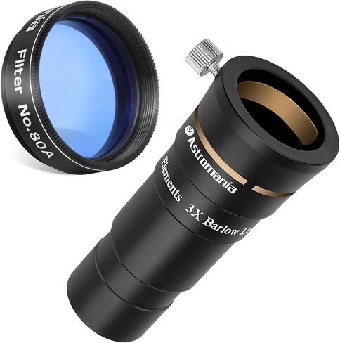 Astromania 1.25 "مرشح اللون/الكوكب - #80A الأزرق - حزمة مع - 1.25 بوصة تلسكوب Barlow Lens 3x مع 4 عناصر in Saudi Arabia