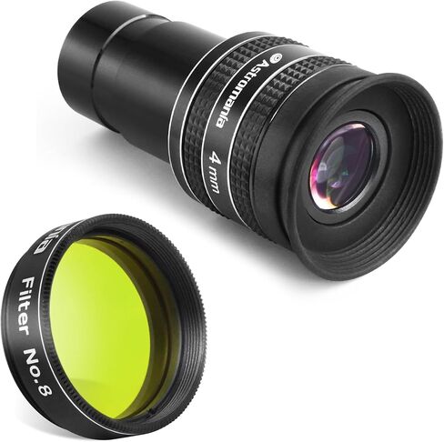 Astromania 1.25 "مرشح اللون/الكوكب - #8 أصفر - حزمة مع - Telescope Eyepiece 4mm واسعة الزاوية 58 in Saudi Arabia