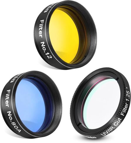 Astromania 1.25" Color/Planetary Filter - #12 Yellow - Bundle with - 1.25" IR/UV Blocking Filter&Planetary Filter #80A Blue in Saudi Arabia