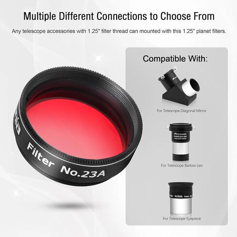 Astromania 1.25" Color/Planetary Filter - #23A Red - Bundle with - Laser Collimator Alignment 1.25 Inch in Saudi Arabia