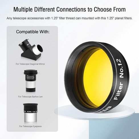 Astromania 1.25" Color/Planetary Filter - #12 Yellow - Bundle with - Laser Collimator Alignment 1.25 Inch in Saudi Arabia