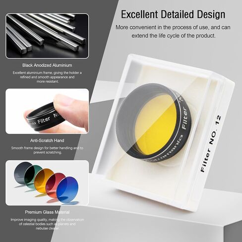 Astromania 1.25" Color/Planetary Filter - #12 Yellow - Bundle with - Laser Collimator Alignment 1.25 Inch in Saudi Arabia