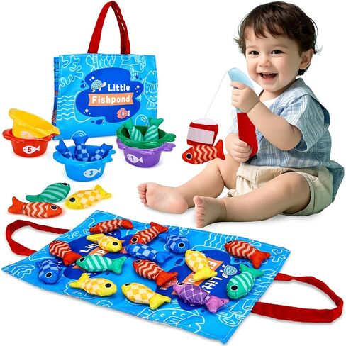ألعاب Montessori لعمر واحد - لعبة صيد قماش مع أكواب تكديس ، ألعاب الطفل الأولى هدية عيد ميلاد 12-18 شهر in Saudi Arabia