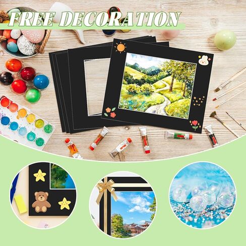 VOKOY 16 Pack 11x14 Black Picture Mats for 8x10 Pictures, Frame Mattes Display Photo Paper Frame Mat with White Core Bevel Cut for Photos Paintings Prints Posters Artworks in Kuwait