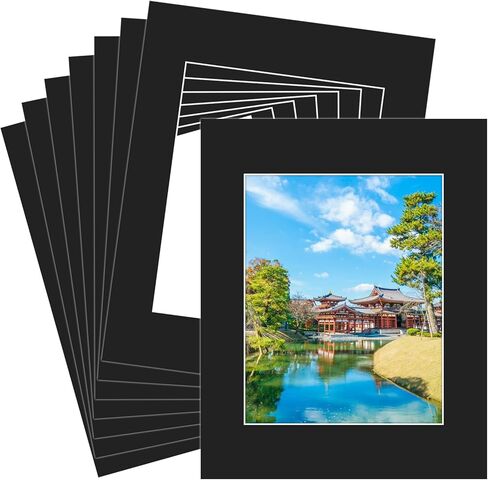 VOKOY 16 Pack 11x14 Black Picture Mats for 8x10 Pictures, Frame Mattes Display Photo Paper Frame Mat with White Core Bevel Cut for Photos Paintings Prints Posters Artworks in Kuwait