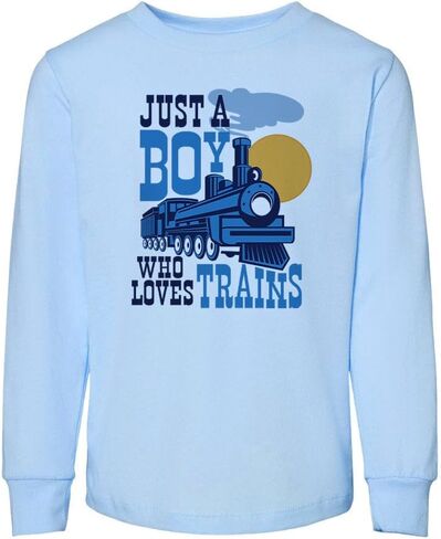 Just a Boy Who Loves Trains Toddler Kids Long Sleeve T-Shirt in Saudi Arabia