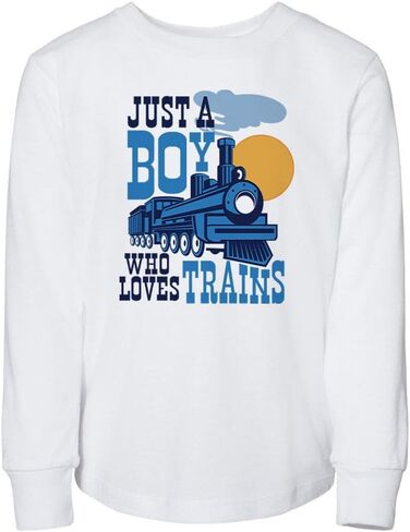 Just a Boy Who Loves Trains Toddler Kids Long Sleeve T-Shirt in Saudi Arabia