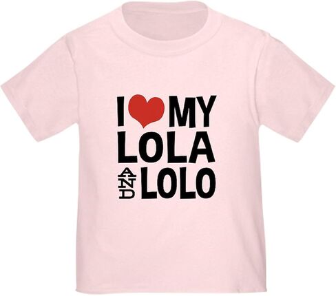 Cafepress أنا أحب بلدي Lola و Lolo Toddler T Shirt Toddler Graphic Tee ، 100 ٪ القطن in Kuwait