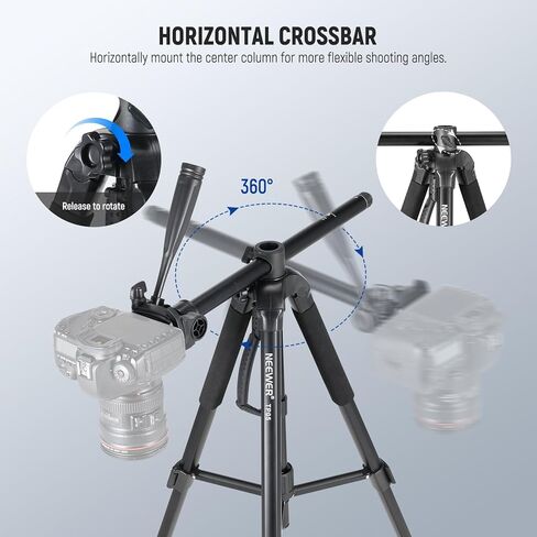 NEEWER Basics TP05 74" Video Tripod Monopod, 3 Way Pan Tilt Head Phone Holder Compatible with iPhone DSLR, Travel Recording Stand, Overhead Camera Mount, Crossbar, 17.6lb Load in Saudi Arabia