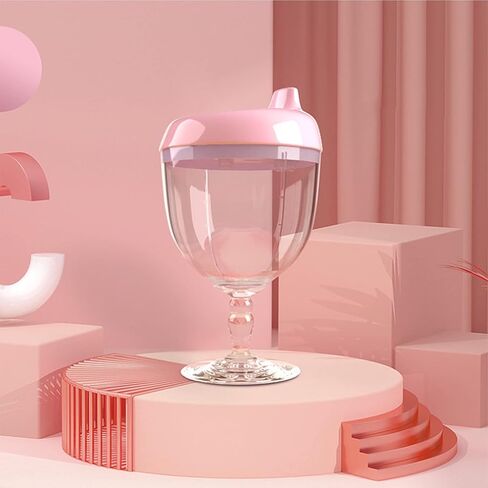Plastic Goblet Cup, Baby Sippy Cup Wine Glass, Beverage Mug Milk Bottle with Lid for Kids on Birthday Party or Celebration in Saudi Arabia