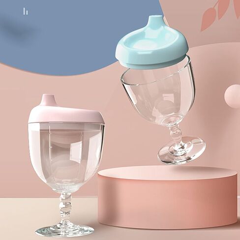 Plastic Goblet Cup, Baby Sippy Cup Wine Glass, Beverage Mug Milk Bottle with Lid for Kids on Birthday Party or Celebration in Saudi Arabia