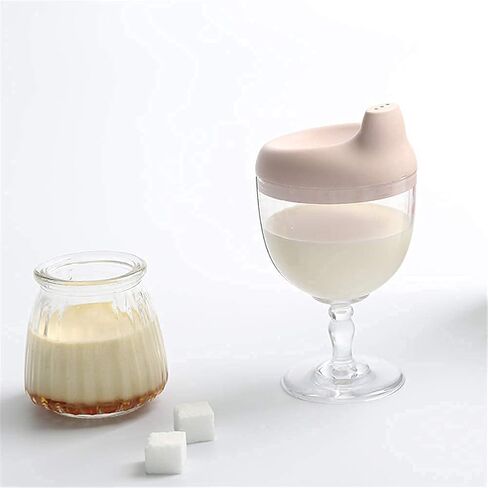 Plastic Goblet Cup, Baby Sippy Cup Wine Glass, Beverage Mug Milk Bottle with Lid for Kids on Birthday Party or Celebration in Saudi Arabia