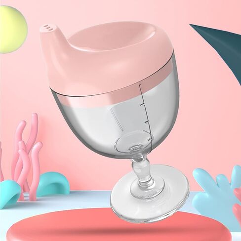 Plastic Goblet Cup, Baby Sippy Cup Wine Glass, Beverage Mug Milk Bottle with Lid for Kids on Birthday Party or Celebration in Saudi Arabia