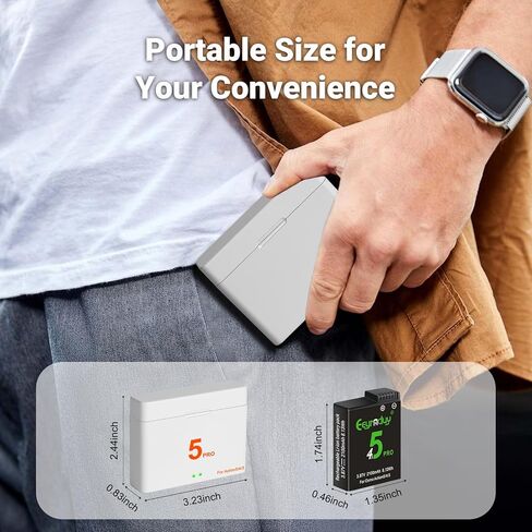 Osmo Action 5 Pro/4/3 Charger Charger Kit 2-Pack 2100mAh Battery و 2-channel Fast Charger Hub (Action 5) in Kuwait