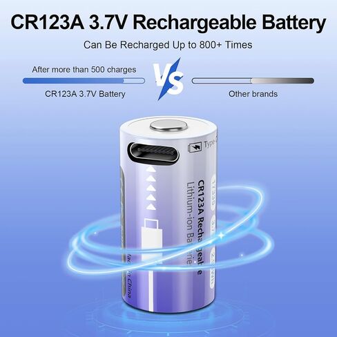 CR123A 3V Rechargeable Batteries 4 Pack, 800mAh Lithium Battery for Arlo Wireless Security Cameras VMC3030 VMK3200 VMS3330 3530, CR123A Battery with Type-C Cable for Flashlight Microphone in Saudi Arabia
