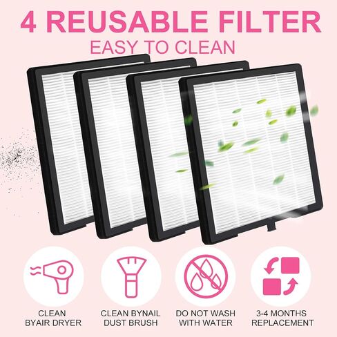 Nail Dust Collector Filters of 2 Pack Nail Dust Suction Collector Replacement Filter with Nail Art Dust Powder Remover Brush (7‘’*6.9‘’*1‘’, Count, 2) in Saudi Arabia