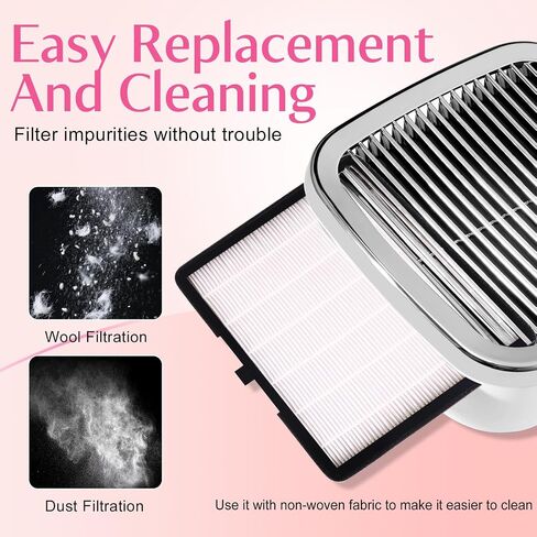 Nail Dust Collector Filters of 2 Pack Nail Dust Suction Collector Replacement Filter with Nail Art Dust Powder Remover Brush (7‘’*6.9‘’*1‘’, Count, 2) in Saudi Arabia