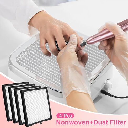 Nail Dust Collector Filters of 2 Pack Nail Dust Suction Collector Replacement Filter with Nail Art Dust Powder Remover Brush (7‘’*6.9‘’*1‘’, Count, 2) in Saudi Arabia