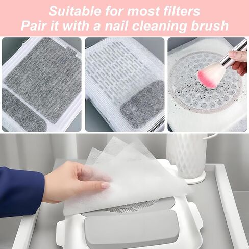 Nail Dust Collector Filters of 2 Pack Nail Dust Suction Collector Replacement Filter with Nail Art Dust Powder Remover Brush (7‘’*6.9‘’*1‘’, Count, 2) in Saudi Arabia