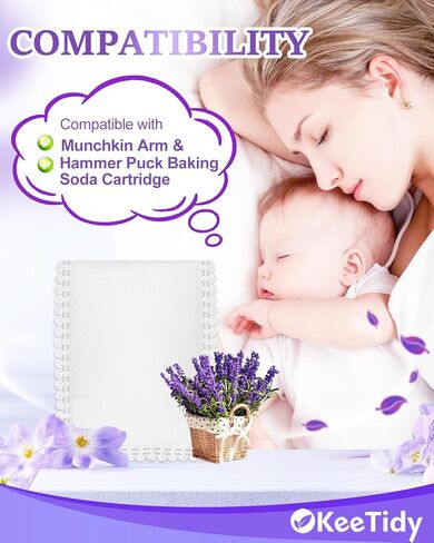 Diater Pail Doodorizer Odor Accorber متوافق مع Munchkin Arm & Hammer Puck Baking Soda Cantridge ، Lavender Scated Diater Pail Olinator ، 8 Pack in Kuwait