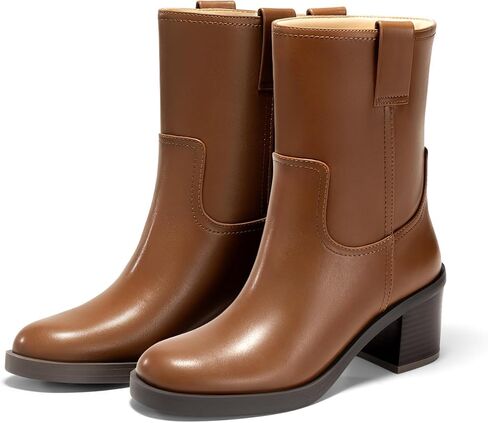 Coutgo Womens Platform Mid Calf Boots Chunky Block Heel Round Toe Boots Fall Winter Shoes in Saudi Arabia