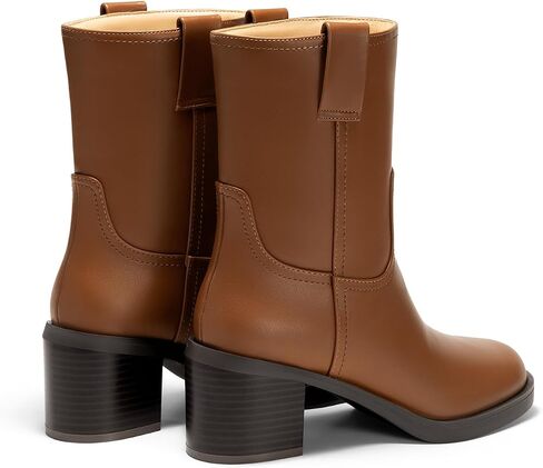 Coutgo Womens Platform Mid Calf Boots Chunky Block Heel Round Toe Boots Fall Winter Shoes in Saudi Arabia
