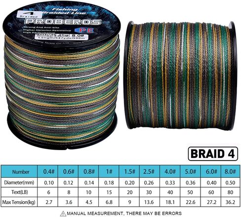 Braided Fishing Line, Abrasion Resistant Zero Stretch Braided Lines 4/8 Strands Super Strong Superline 6Lb -100Lb Test 109/328/547/1094/2187 Yards in Kuwait