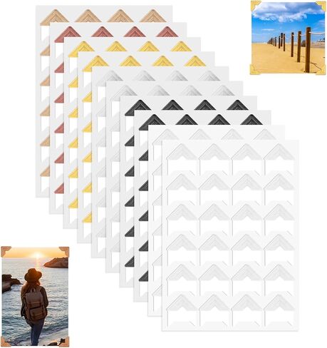 240Pcs Photo Corners for Scrapbooking, Self-Adhesive Photo Mounting Corners Picture Stickers for DIY Scrapbook Album Picture Frames Journal Supplies 10 Sheets 6 Colors in Saudi Arabia