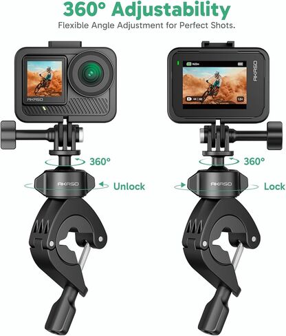 Akaso Bike Pole Mount Mountcycle Handbar Clamp Clamp مع 360 درجة Ballhead لـ GoPro 13 12 11 10 9 ، EK7000/EK7000 Pro ، Brave 4/4 Pro ، Brave 7/7 LE ، V50 X ، V50 Elite Action Cameras in Saudi Arabia
