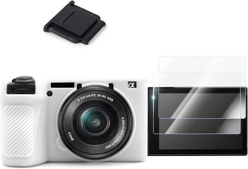 A6700 Camera Case Accessories Kit - Silicone Protective Case for Sony Alpha 6700[Black] & LCD Screen Protector for Sony A6700[2 Packs] & Camera Hot Shoe Cover for Sony A6700 in Saudi Arabia