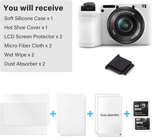 A6700 Camera Case Accessories Kit - Silicone Protective Case for Sony Alpha 6700[Black] & LCD Screen Protector for Sony A6700[2 Packs] & Camera Hot Shoe Cover for Sony A6700 in Saudi Arabia