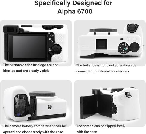 A6700 Camera Case Accessories Kit - Silicone Protective Case for Sony Alpha 6700[Black] & LCD Screen Protector for Sony A6700[2 Packs] & Camera Hot Shoe Cover for Sony A6700 in Saudi Arabia