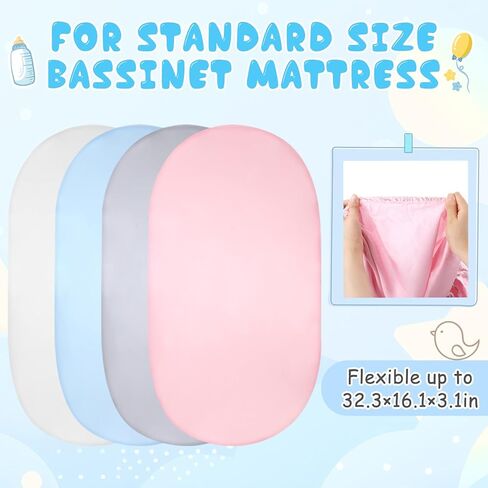 breling 4 pack satin satin aproach for baby soft silk ease exeets cradle legets for bash strugle and hourglass bassinet pad patch for baby hair and skin pink pink white in Kuwait