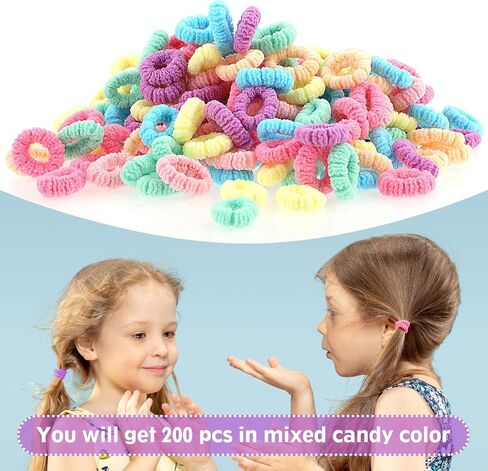 200pcs عصابات شعر الأطفال ، 2 سم/0.8 بوصة من علاقات شعر الطفل ، حامل ذيل حصان سلس ، وروابط شعر مرنة للفتيات الصغيرات ، فرقة مطاطية صغيرة للأطفال ، أسوار الشعر المصغرة متعددة الألوان للفتيات (لون الحلوى) in Saudi Arabia