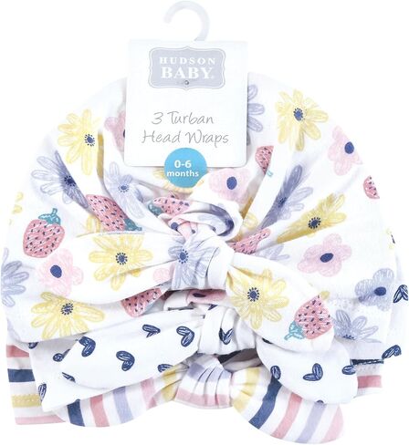 Hudson Baby Infant Girls Turban Cotton Headwraps, 0-24 Months in Saudi Arabia