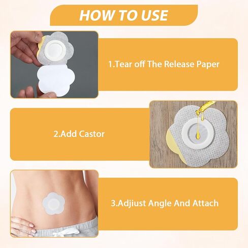 200 Pcs Castor Oil Belly Button Patch, Disposable Castor Oil Patches Belly Button, Self-Adhesive Organic Cotton, Portable, Highly Absorbent, Leak-Proof in Saudi Arabia