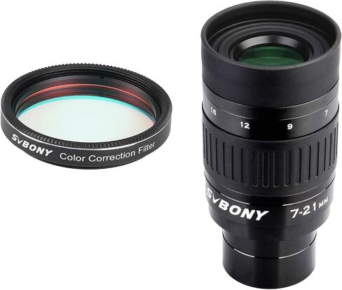 SVBONY SV135 Zoom Eyepiece, Zoom 7 to 21mm 1.25 Inch Telescope Eyepiece Bundle with SV231 1.25'' Color Correction Filter, Correct Edge Chromatic Aberration for Moon Planetary Visual in Saudi Arabia
