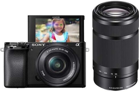 كاميرا Sony Alpha A6100 Lirrorless UHD 4K 2 عدسة (ILCE6100Y/B) مع عدسة 16-50 مم و 55-210 مم + بطارية إضافية + فلاش + زاوية واسعة وعدسة تليفوتوغرافية + مرشحات + 128GB U3 V30 ملحق الذاكرة حزمة الذاكرة in Saudi Arabia