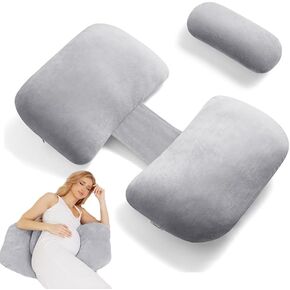 Pregnancy Pillows for Sleeping, Soft Maternity Body Pillow for Side Sleeper, Support for Back, Legs, Belly, Adjustable Travel Pregnant Women Pillow (Grey) in Kuwait