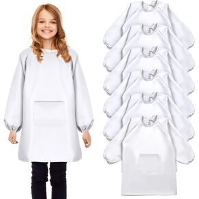 Geyoga 6 Pcs Art Smock for Kids Colorful Painting Smock Kids Artist Smock Waterproof Toddler Smock Full Coverage Long Sleeve Smock with Pocket for School Class,M for Age 3 to 8 in Kuwait