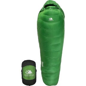 حقيبة نوم Hyke & Byke Katahdin 32 F للتنزه سيرًا على الأقدام وحقائب الظهر - 4 فصول، كيس نوم خفيف الوزن 625FP - مقاوم للماء - رمادي فحمي - قصير in Kuwait