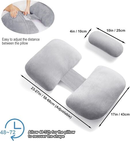 Pregnancy Pillows for Sleeping, Soft Maternity Body Pillow for Side Sleeper, Support for Back, Legs, Belly, Adjustable Travel Pregnant Women Pillow (Grey) in Kuwait