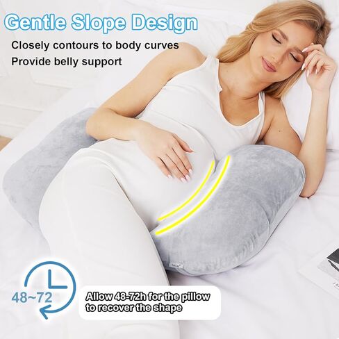 Pregnancy Pillows for Sleeping, Soft Maternity Body Pillow for Side Sleeper, Support for Back, Legs, Belly, Adjustable Travel Pregnant Women Pillow (Grey) in Kuwait