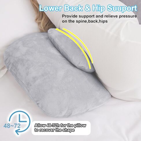 Pregnancy Pillows for Sleeping, Soft Maternity Body Pillow for Side Sleeper, Support for Back, Legs, Belly, Adjustable Travel Pregnant Women Pillow (Grey) in Kuwait